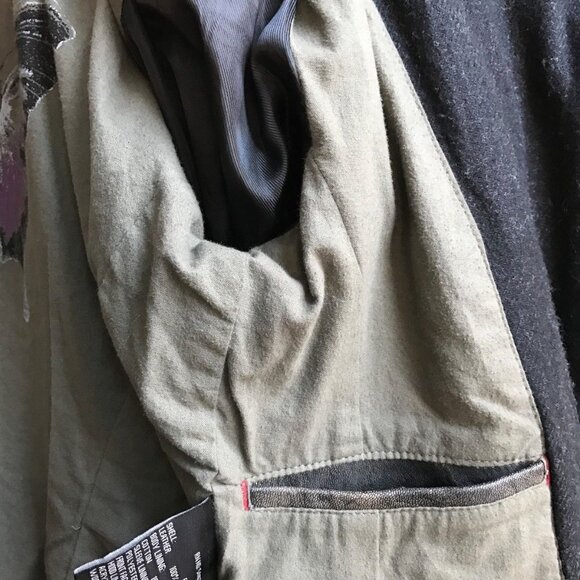 Womens Andrew Marc Leather Jacket Size XS Black Brown Moto Hoodie Biker Grunge - Picture 6 of 9